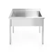 Table with single wash trough, with splashback – bolted, depth 600 mm