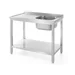 Sink table with shelf – bolted, depth 600 mm