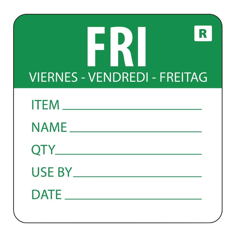 Hygiplas voedseletiketten kleurcode vrijdag (500 stuks)