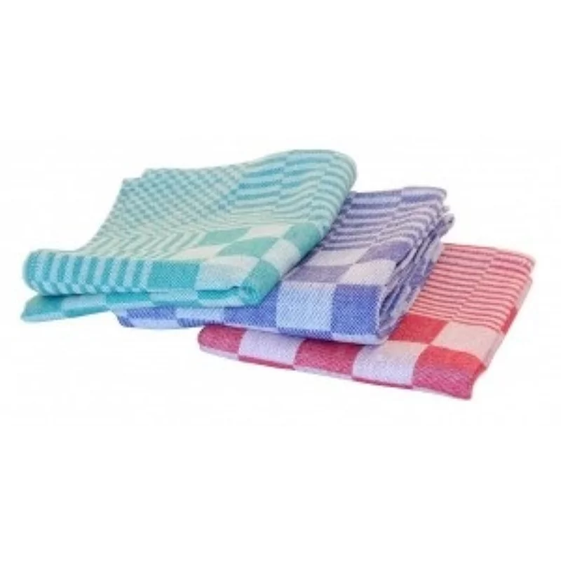 Keukenhanddoek blok/mineur 65x65cm 6st rood