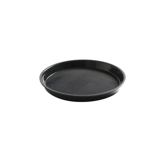 Serving tray, round, non-slip, high rim, black
