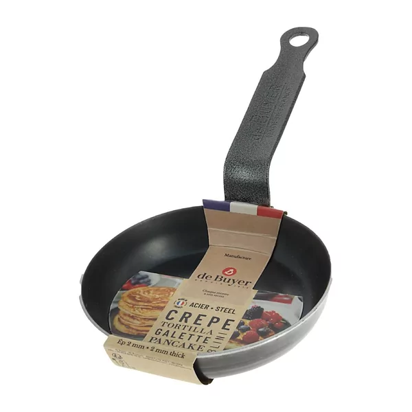 PoÃªle Ã  blinis en tÃ´le dÂ¿acier bleuie De Buyer 12 cm