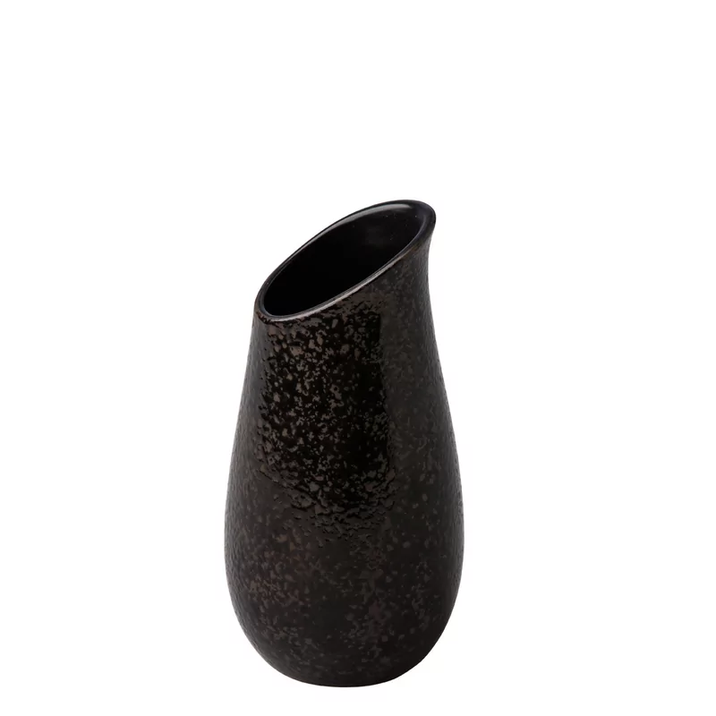 Vase black satin / stone 14 cm