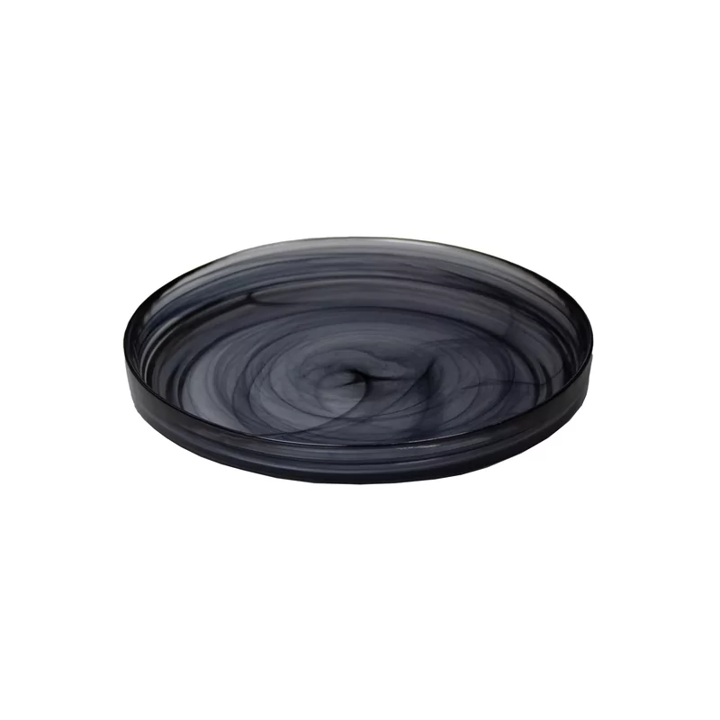 Plate raised edge stackable black swirl 20,5 cm