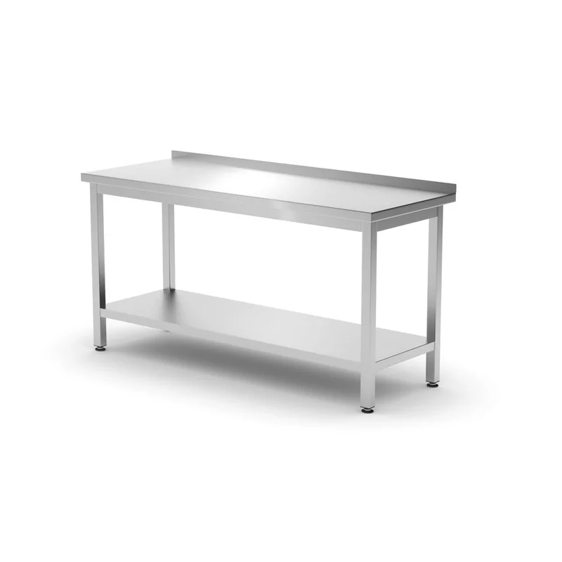 Wall table with shelf – bolted, depth 600 mm