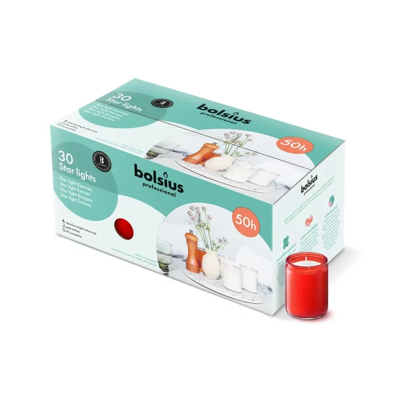 Bougie starlight rouge Bolsius 30p