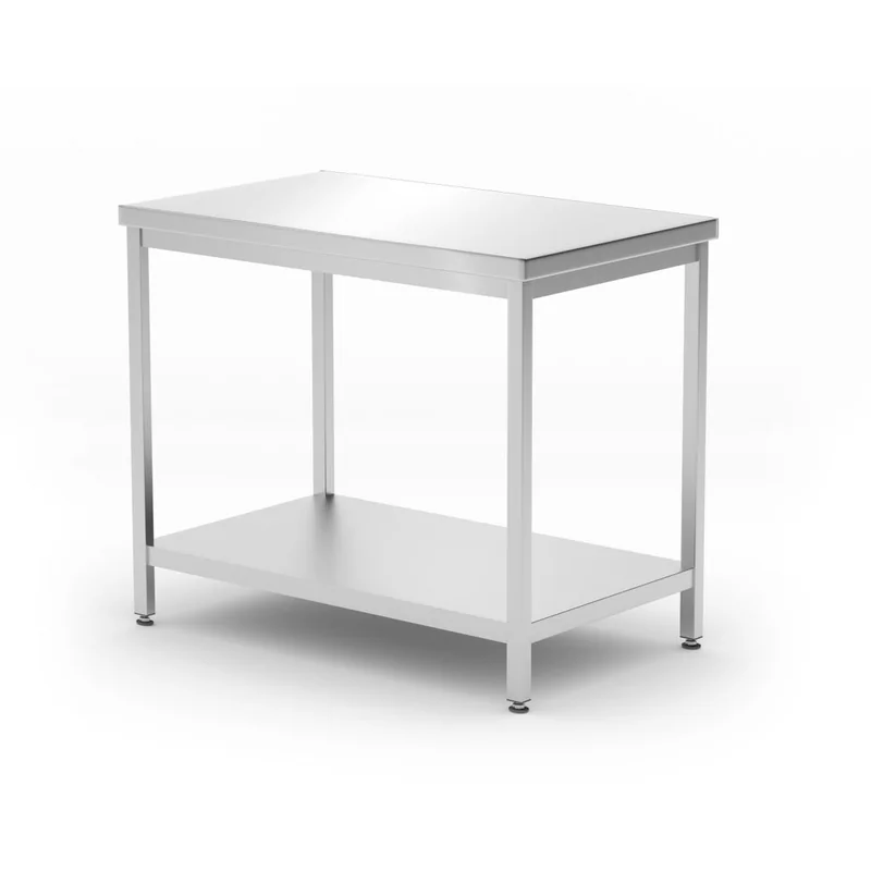Central table with shelf – bolted, depth 600 mm