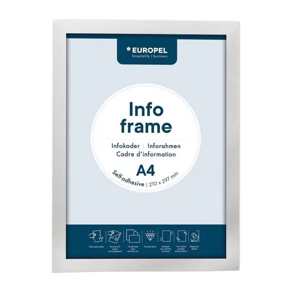Cadres d'affichage autocollants Europel A4 argent (lot de 2)