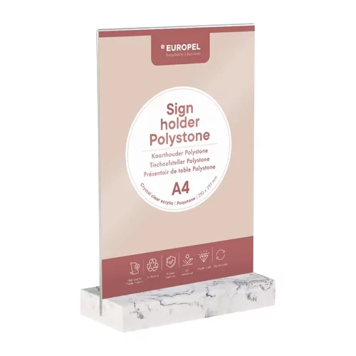 PrÃ©sentoir de table Europel A4 polystone blanc