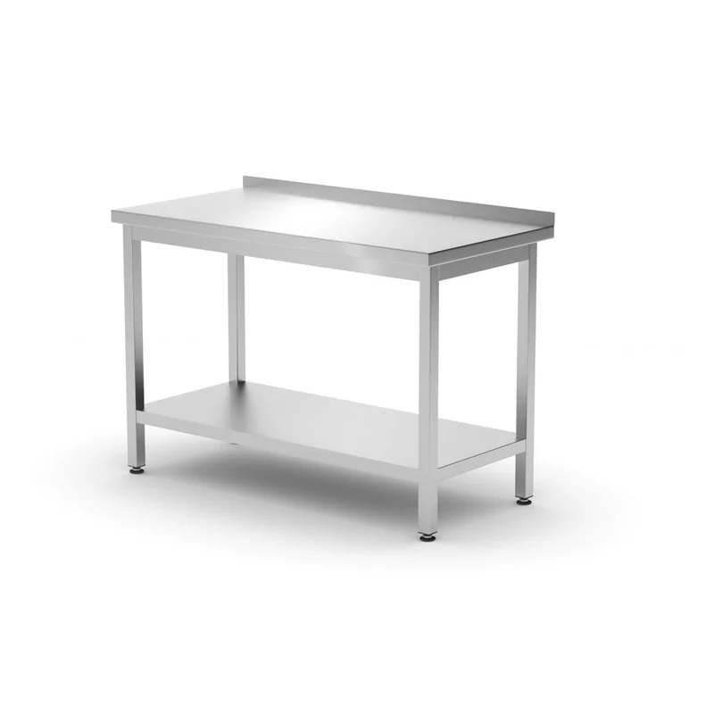 Wall table with shelf – bolted, depth 600 mm