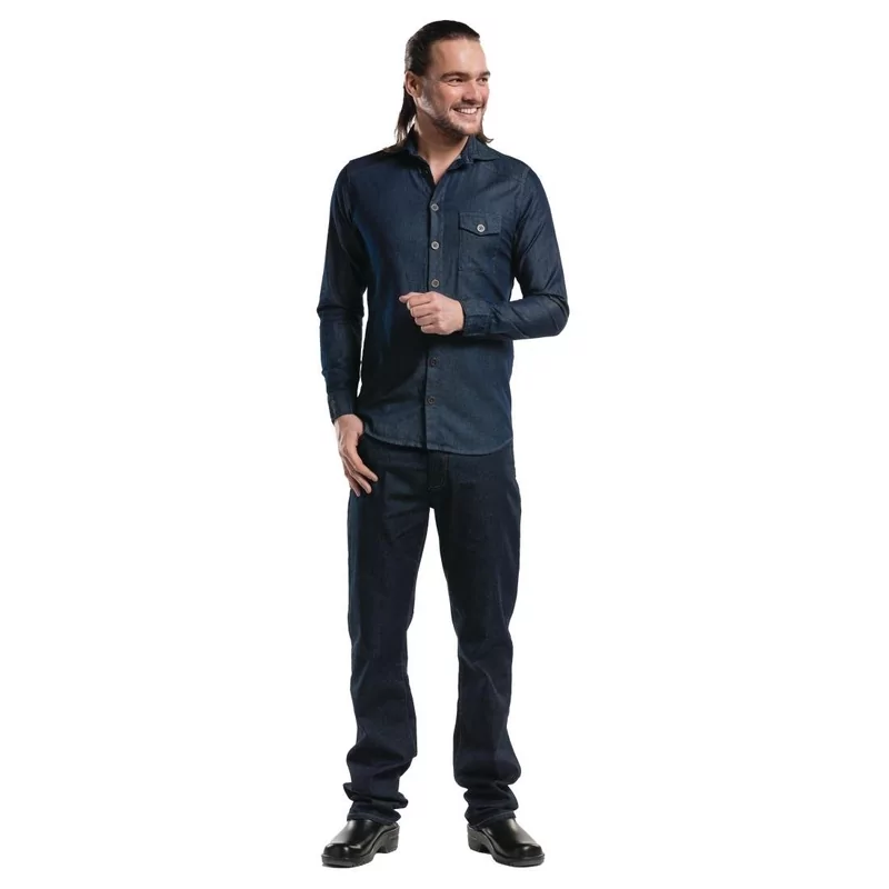 Chemise homme denim stretch Chaud Devant bleue S