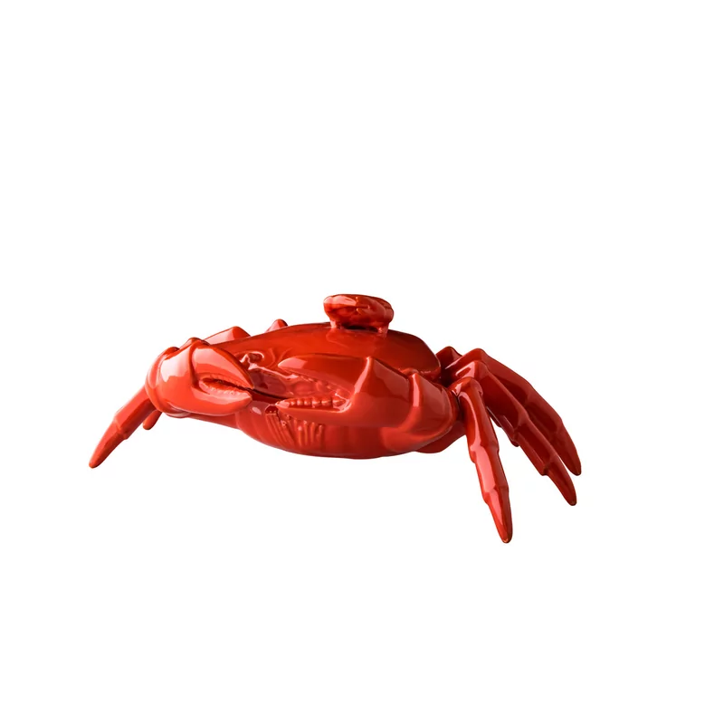 RED Crab with lid 26 x 17 cm