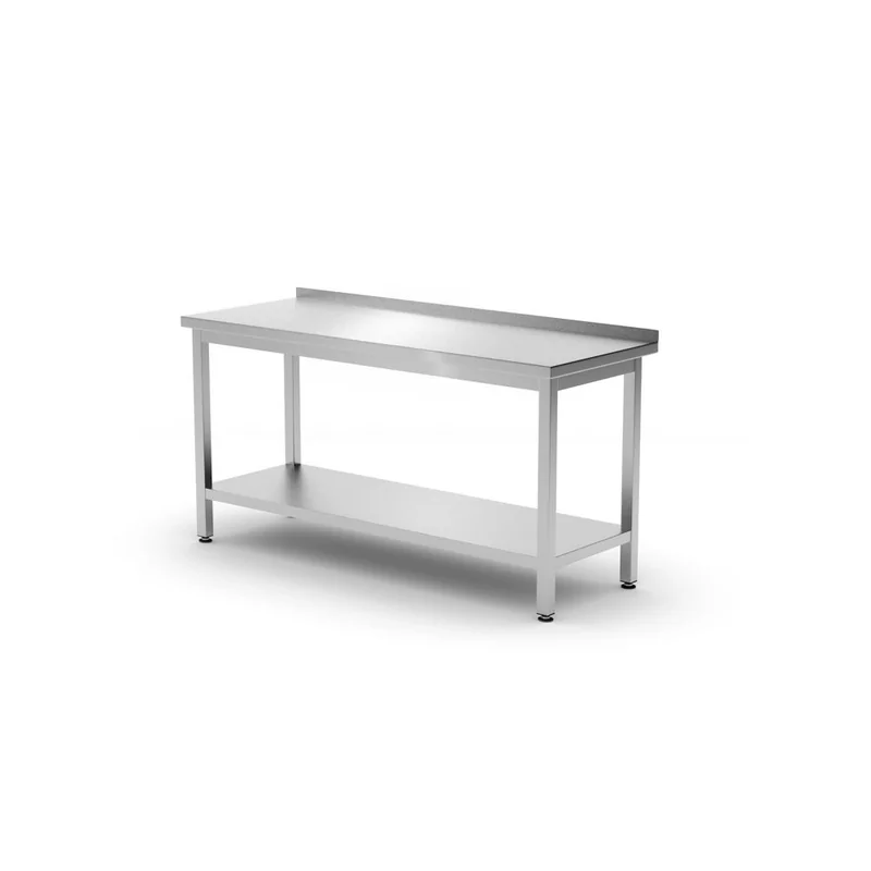 Wall table with shelf – bolted, depth 600 mm