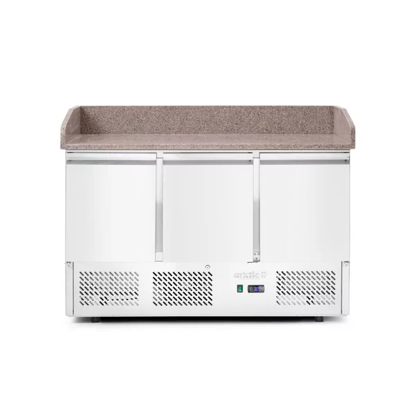 Pizzawerkbank met 3 deuren en koelvitrine 380+40L