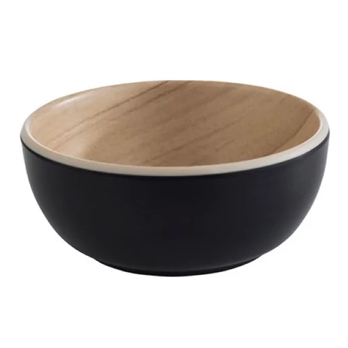 Melamine Frida bol noir/look bois D85xH35mm 100ml