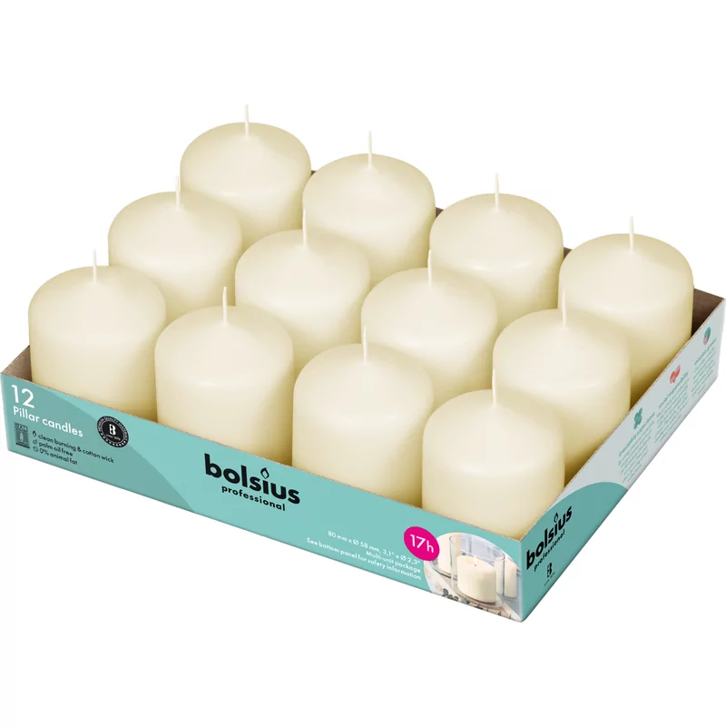 Stompkaars ivoor Bolsius 8/6cm 12st