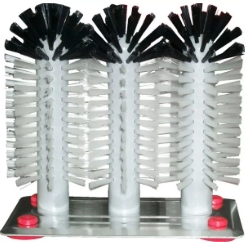 Lave verres triple brosse avec socle alu H180xB190xD95mm