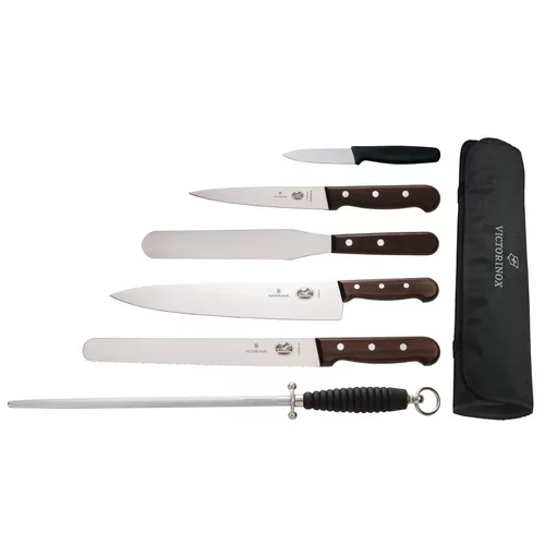 Ensemble couteaux manche en bois de rose, couteau de cuisinier 250mm et Ã©tui Victorinox