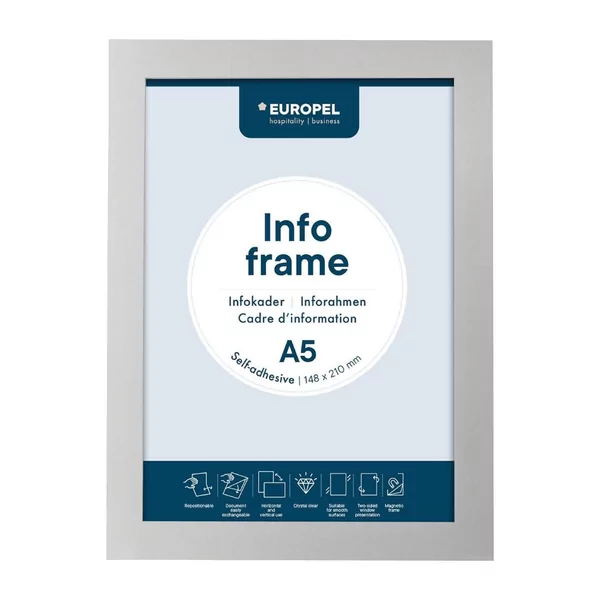 Cadres d'affichage autocollants Europel A5 argent (lot de 2)
