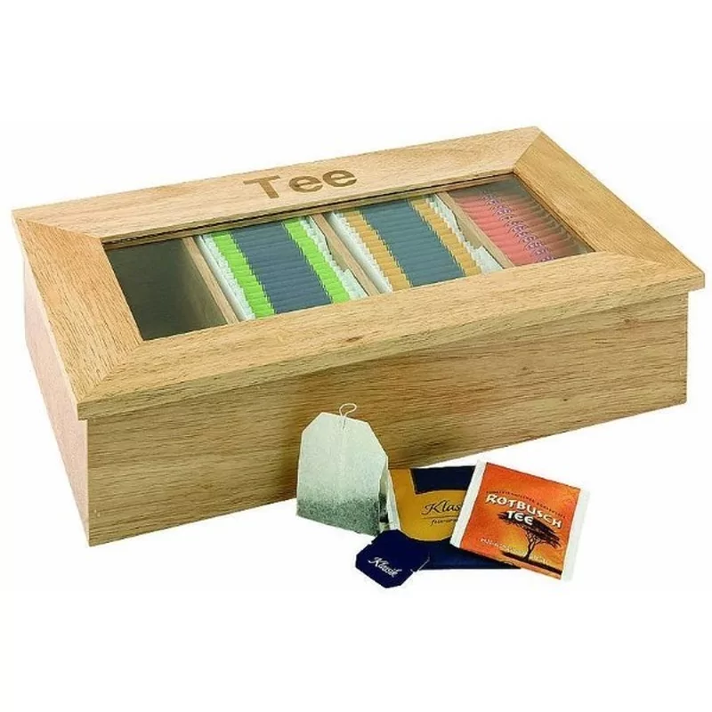 Houten theedoos TEE 4-vaks   L335xB200xH90mm
