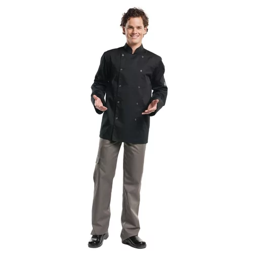 Veste de cuisine mixte Chaud Devant Hilton Poco manches longues noire XS