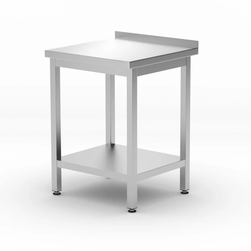 Wall table with shelf – bolted, depth 600 mm