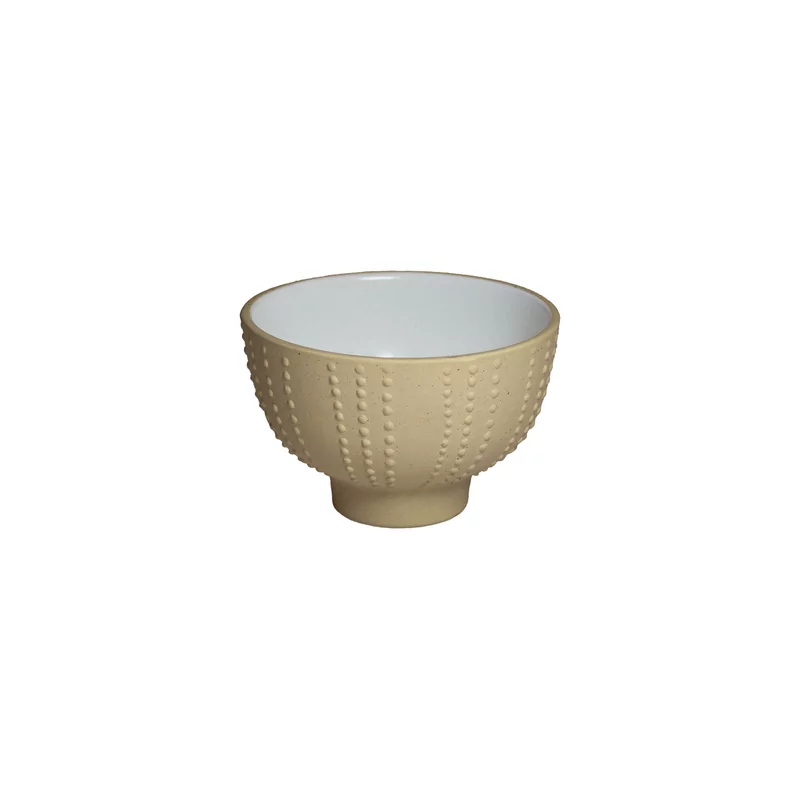 Urchin kom op voet parelwit/stone brown 12 x 7,7 cm 400ml