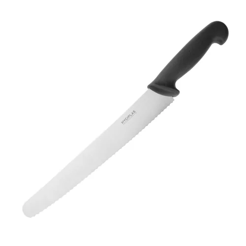 Couteau Ã  pÃ¢tisserie dentÃ© Hygiplas noir 250mm