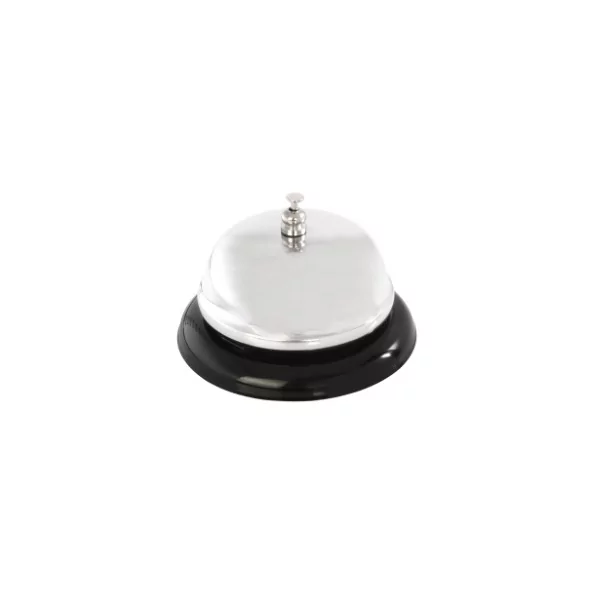 Sonnette réception chromée sur support noir D85xH65mm