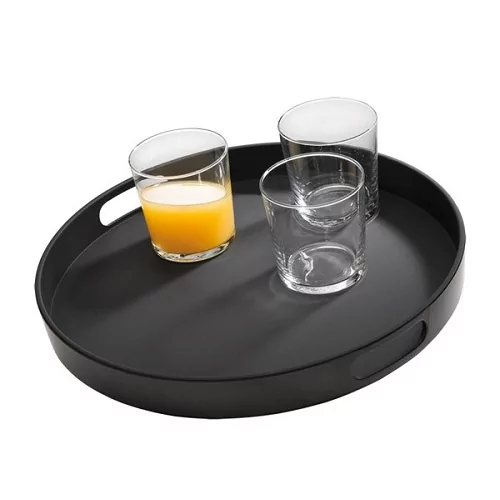 Bistro Plateau anti-déparant rond 2 anses Ø355xH45mm noir