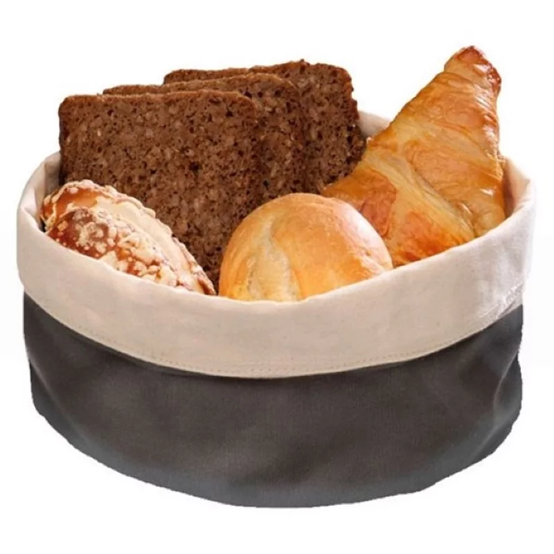 Panier à pain cotton rond D150xH150mm noir/beige