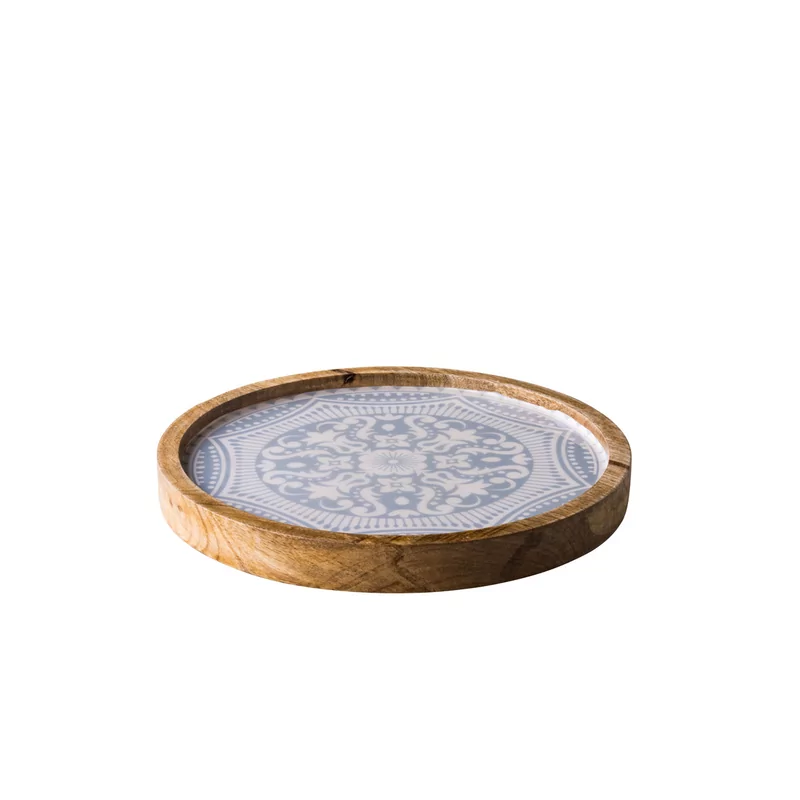 Plate Marrakech mangowood blue 25 cm