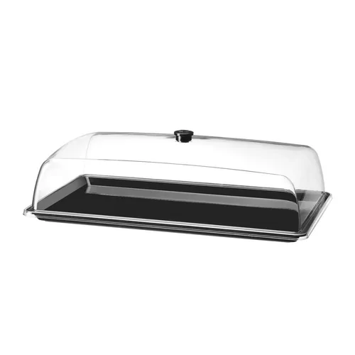 Display tray with lid, rectangular