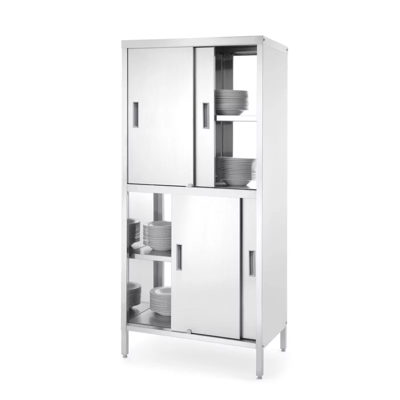 Pass-through cupboard with partition and sliding doors – bolted
