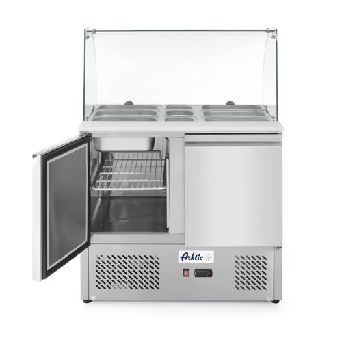 Two door salad counter with glass display 300L