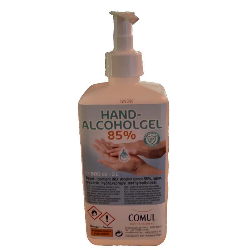 Gel hydroalcoolique pour les mains 85 % + pompe 500 ml