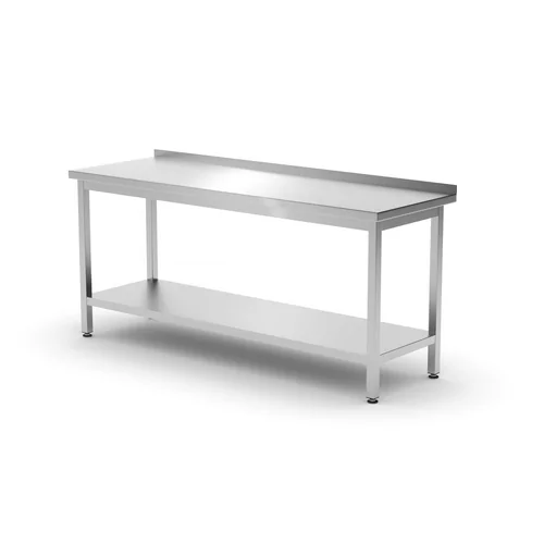 Wall table with shelf – bolted, depth 600 mm