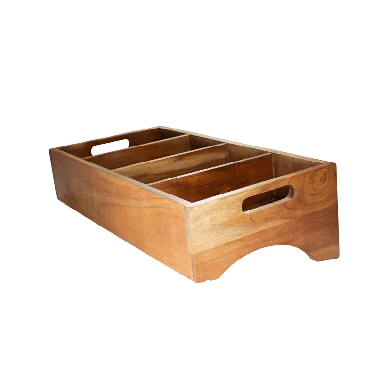 Cutlery tray 4 compartments mangowood 57 x 28 x 15 cm