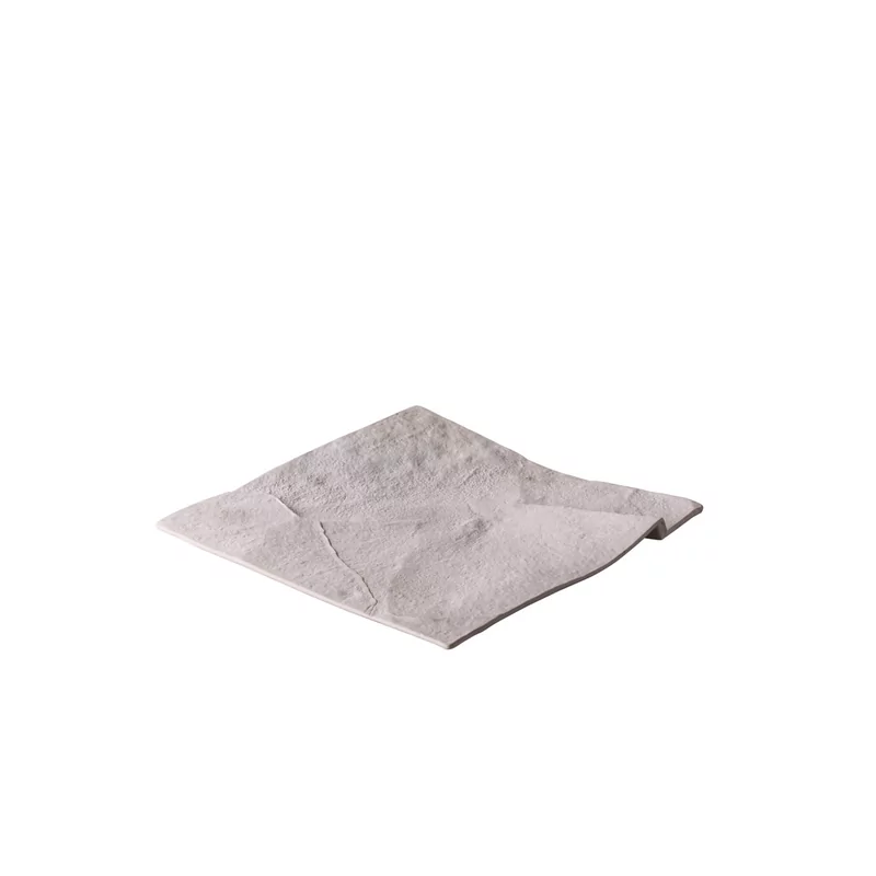 Square plate stone rustic white 22 cm
