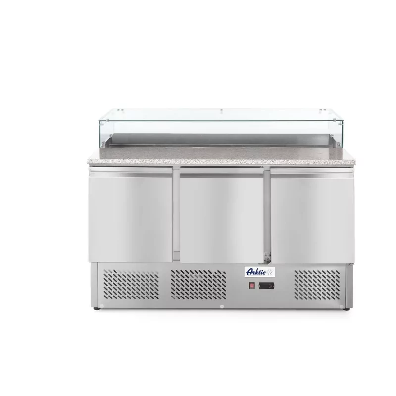 Three door pizza counter 380L