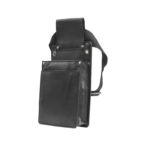 Holster leder zwart 2 vakken + riem