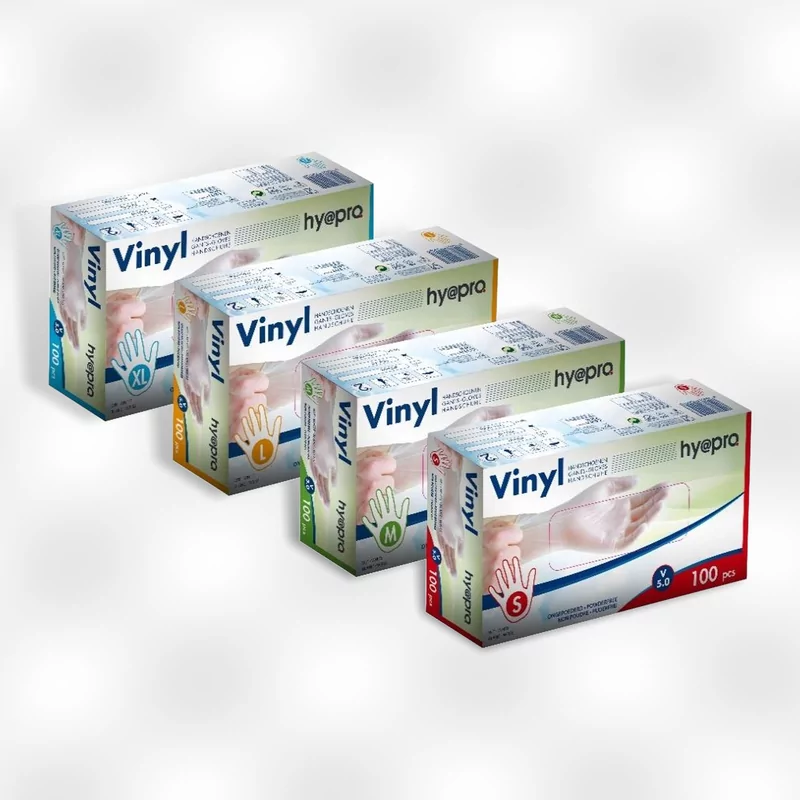 Gants jetables vinyl tr.bl. l 100p
