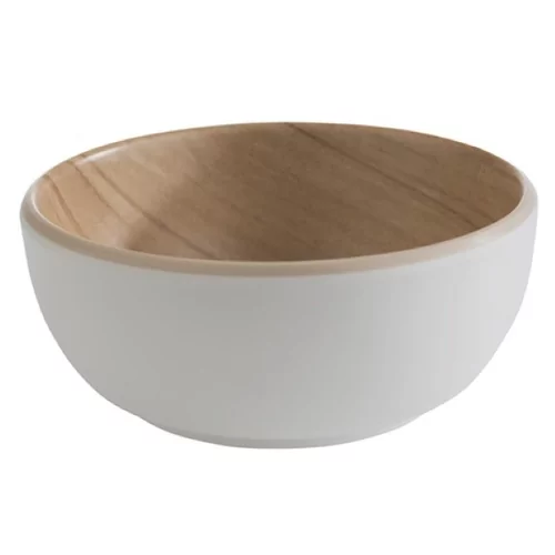 Melamine Frida bol blanc/imitation bois D85xH35mm 100ml