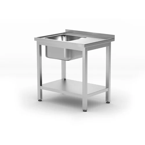 Sink table with shelf – bolted, depth 600 mm