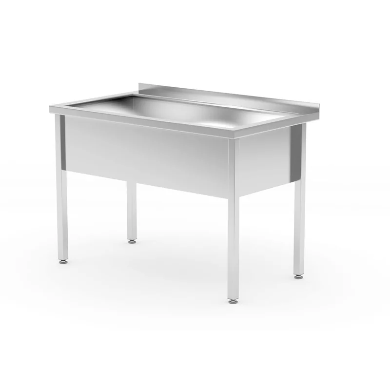 Tafel met enkele wasbak – gelast, diepte 700 mm, kamerhoogte 300 mm