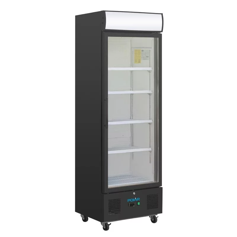 Vitrine rÃ©frigÃ©rÃ©e positive avec caisson lumineux Polar SÃ©rie G 368L noire