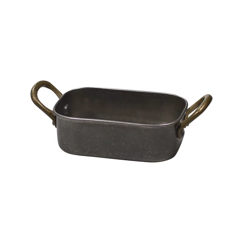 RVS vintage schaal rechthoekig 12,5 x 8,5 x 3,75 cm
