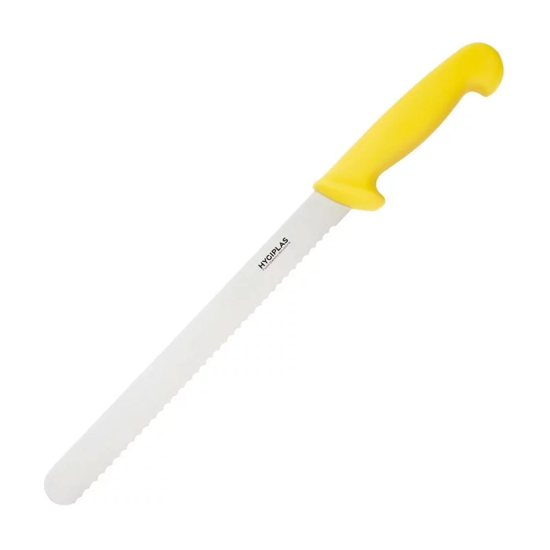 Couteau Ã  trancher dentÃ© Hygiplas jaune 255mm