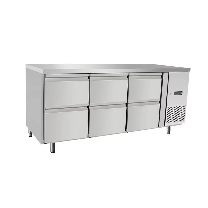 Refrigerated counter, 6 drawers