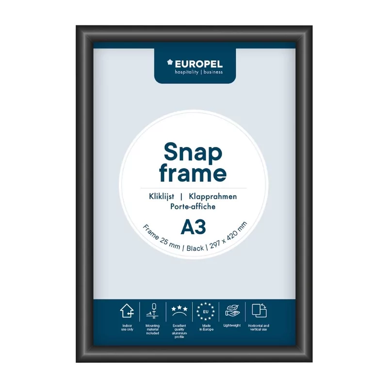 Cadre clipsable Europel A3 25mm noir